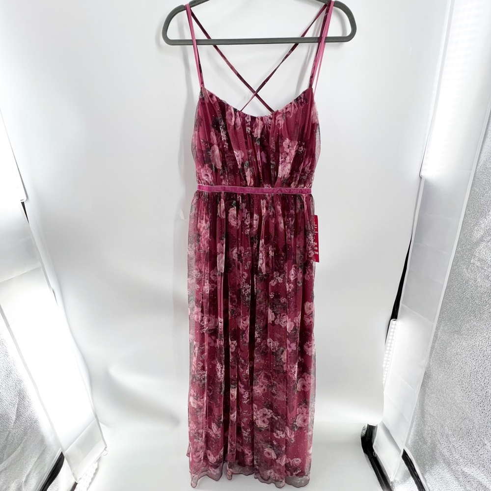 city triangles Maroon floral strappy back maxi dress Size 3 New